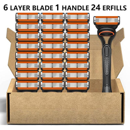 Men’s Razor Blade Refills Set – 48/24 Pack with Handle